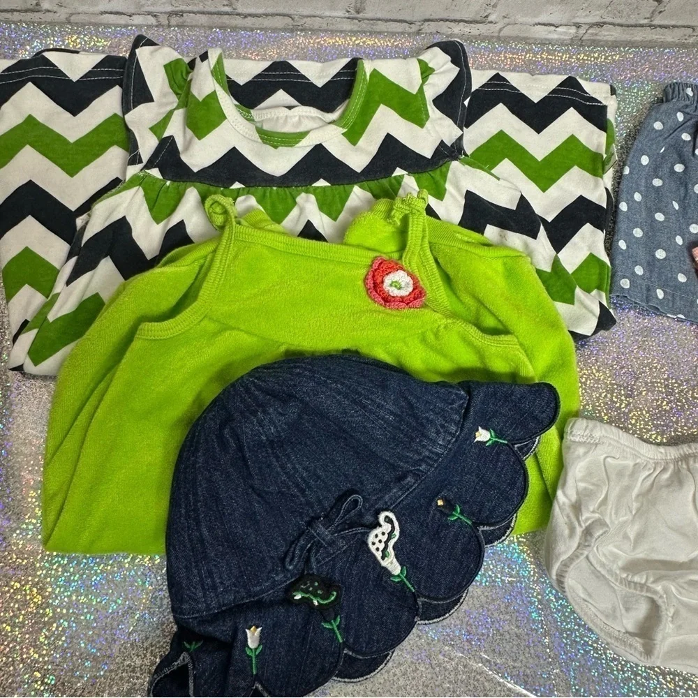 Lot of Girls Summer Clothing Size 12 Months Dress Outfit Cover Up Hat 6 Pieces